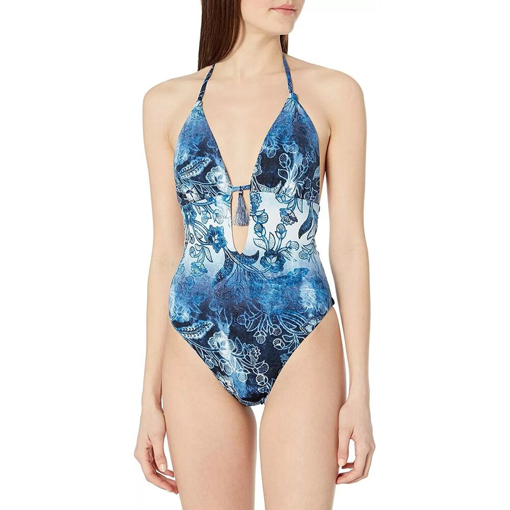 The Bikini Lab Indigo Your Own Way High Leg One-Piece Swimsuit Size M
